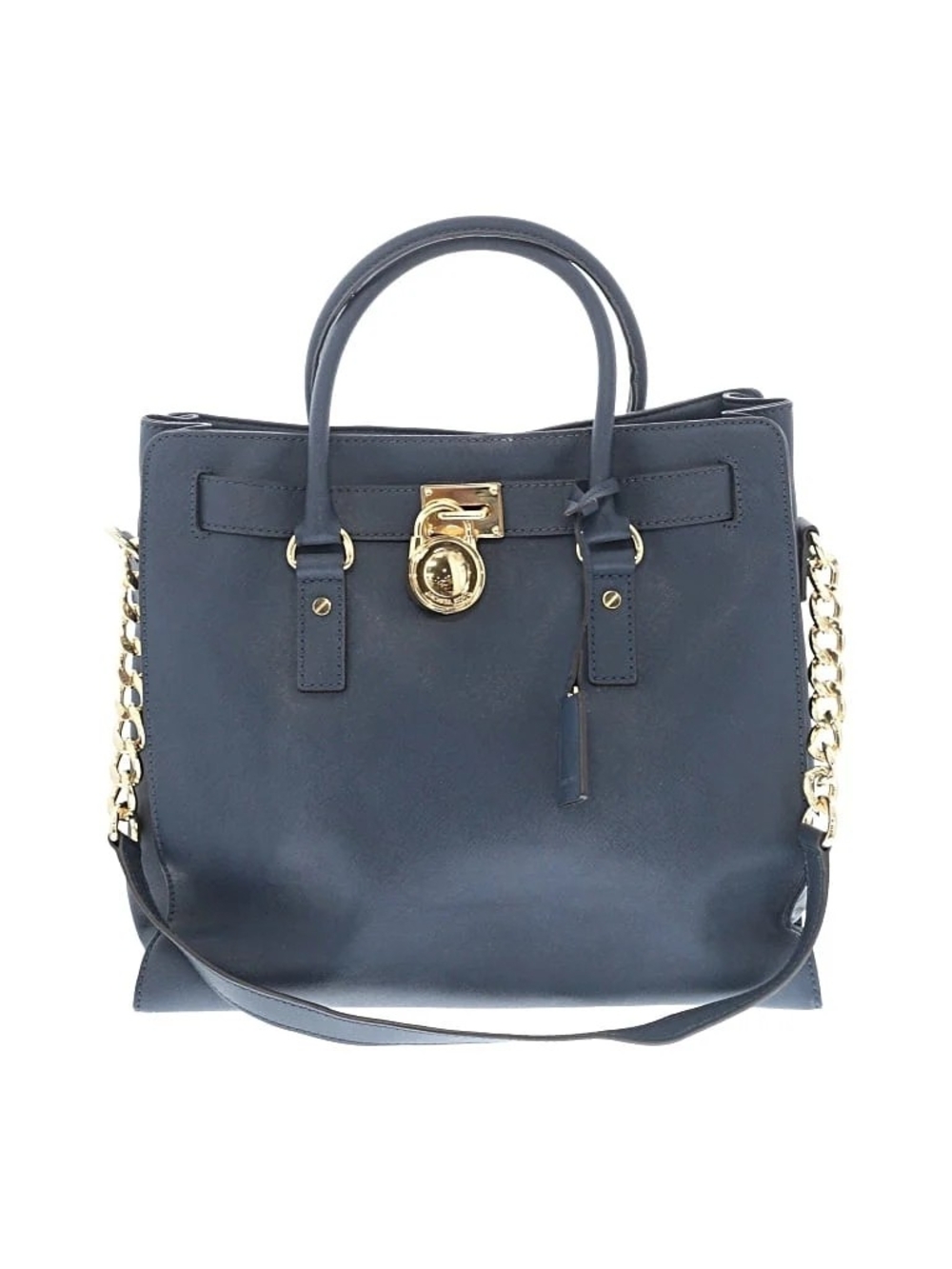Michael Kors Blue Leather Satchel And Laptop Briefcase with Gold Hardware